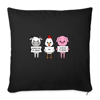 Les animaux sont mes amis Je ne mange pas d’amis - Housse de coussin décorative 45 x 45 cm - noir - Devant