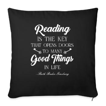 Reading is the Key | RBG - Sofa pillowcase 17,3'' x 17,3'' (45 x 45 cm) - black - Front
