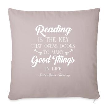 La lecture est la clé | RBG - Housse de coussin décorative 45 x 45 cm - taupe clair - Devant