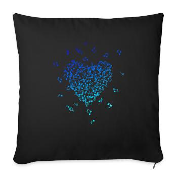 Musique coeur notes de musique clef - Housse de coussin décorative 45 x 45 cm - noir - Devant