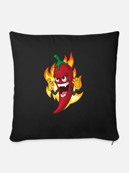 Chili Pfeffer Scharfes Essen Geschenkidee - Sofakissenbezug 45 x 45 cm - Schwarz