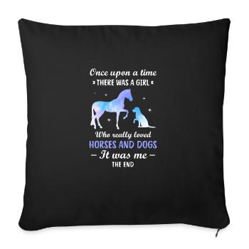 Horse Dog Design for a Rider and dog owner - Sofa pillowcase 17,3'' x 17,3'' (45 x 45 cm) - black - Front