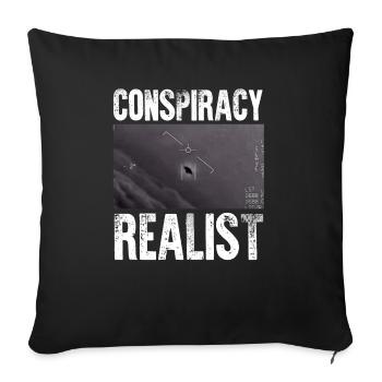 Conspiracy Realist Spaceship UFO Alien Theories Fu - Sofa pillowcase 17,3'' x 17,3'' (45 x 45 cm) - black - Front