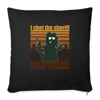 Rasta Cat Shot The Sheriff Cannabis Marijuana - Sofa pillowcase 17,3'' x 17,3'' (45 x 45 cm) - black - Front