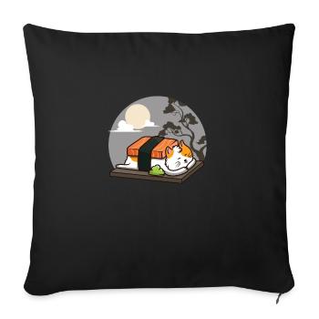 Chat sushi - Housse de coussin décorative 45 x 45 cm - noir - Devant