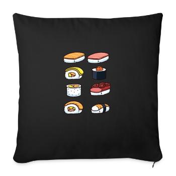 assiette de sushi - Housse de coussin décorative 45 x 45 cm - noir - Devant