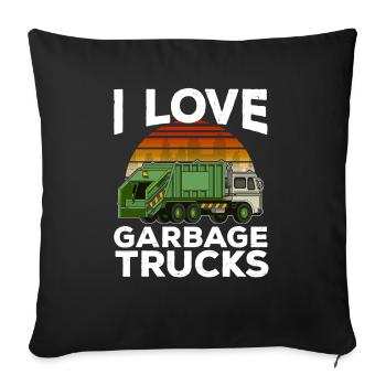 I Love Garbage Trucks graphic Kids Toddler City - Sofa pillowcase 17,3'' x 17,3'' (45 x 45 cm) - black - Front