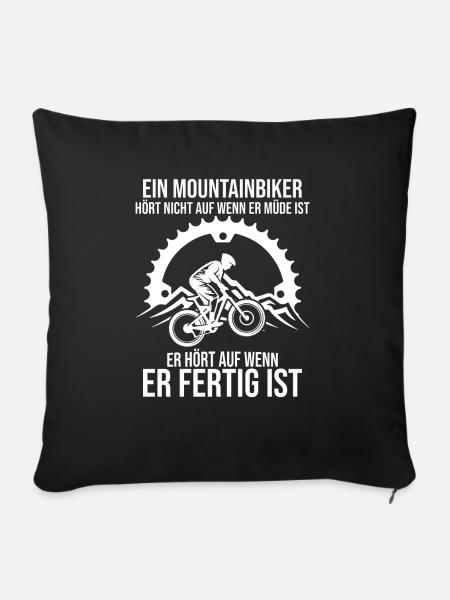 MTB Mountain Bike BMX Fahrrad Mountainbiker Müde - Sofakissenbezug 45 x 45 cm - Schwarz
