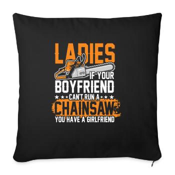 Scie à chaîne en cours d'exécution - Housse de coussin décorative 45 x 45 cm - noir - Devant