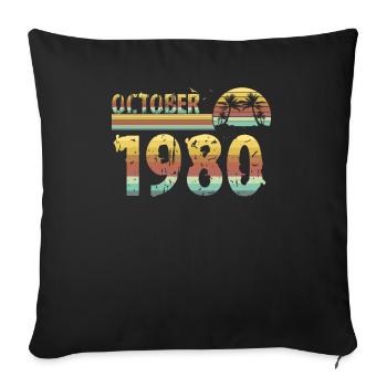Octobre 1980 né 1980 anniversaire - Housse de coussin décorative 45 x 45 cm - noir - Devant