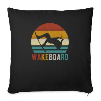 Wakeboard Wakeboarder Wakeboard Wake rétro - Housse de coussin décorative 45 x 45 cm - noir - Devant