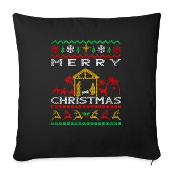 Christian Merry Christmas nativity play Jesus - Sofa pillowcase 17,3'' x 17,3'' (45 x 45 cm) - black - Front