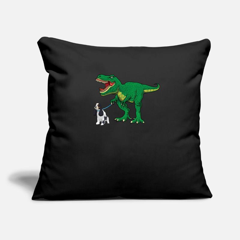 Mignon T Rex Dinosaur Dog Walking Cocker Spaniel Garçon Housse de coussin décorative 45 x 45 cm