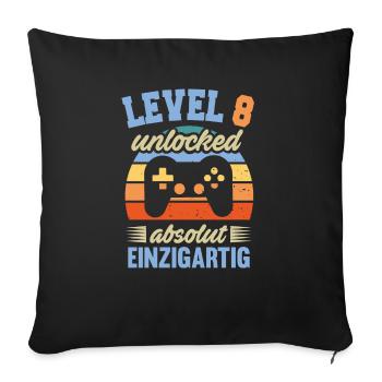 8. Geburtstag Gamer Zocker Level 8 Jahre Jungs - Sofakissenbezug 45 x 45 cm - Schwarz - Vorne