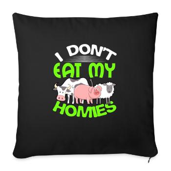 vegan - Sofa pillowcase 17,3'' x 17,3'' (45 x 45 cm) - black - Front