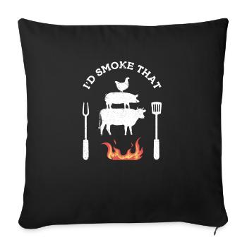 Lustiges BBQ-Räuchergeschenk, Grillen und Barbecue - Sofakissenbezug 45 x 45 cm - Schwarz - Vorne