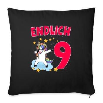 Endlich 9 - Sofakissenbezug 45 x 45 cm - Schwarz - Vorne