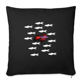 Fighting fish swims against the current guppies - Sofa pillowcase 17,3'' x 17,3'' (45 x 45 cm) - black - Front