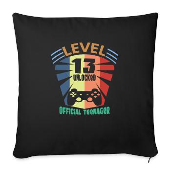 Official Teenager 13th Birthday Gift Unlocked - Sofakissenbezug 45 x 45 cm - Schwarz - Vorne