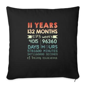 11e anniversaire chemise - 11 ans d'être génial - Housse de coussin décorative 45 x 45 cm - noir - Devant