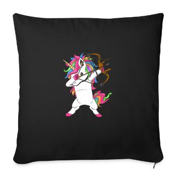 Tir à l'arc de licorne tamponnant - Housse de coussin décorative 45 x 45 cm - noir - Devant