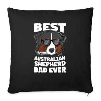 Meilleur papa berger australien jamais chiens papa papa - Housse de coussin décorative 45 x 45 cm - noir - Devant