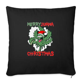 Feuille de cannabis lapidée de marijuana de Noël - Housse de coussin décorative 45 x 45 cm - noir - Devant