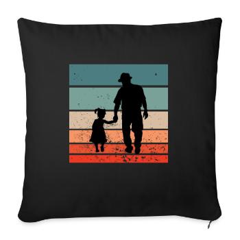 Père fille amour famille famille amour papa - Housse de coussin décorative 45 x 45 cm - noir - Devant