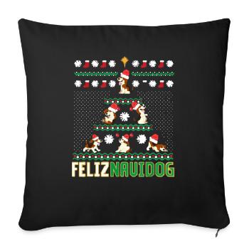 Beagles Feliz Navidog Merry Chritsmas - Housse de coussin décorative 45 x 45 cm - noir - Devant