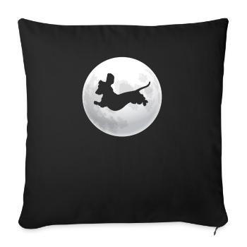 Retro Dachshund Dachshund Dog Silhouette Moon - Sofa pillowcase 17,3'' x 17,3'' (45 x 45 cm) - black - Front
