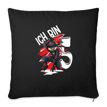 5. Geburtstag Junge Ninja Ich bin 5 - Sofakissenbezug 45 x 45 cm - Schwarz - Vorne