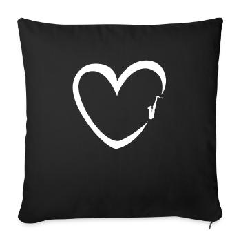 Saxophone Heart Sax Jazz Band Musician Gift - Sofa pillowcase 17,3'' x 17,3'' (45 x 45 cm) - black - Front