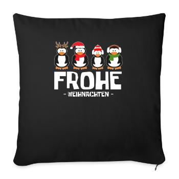 Frohe Weihnachten Pinguine 2020 T-Shirt - Sofakissenbezug 45 x 45 cm - Schwarz - Vorne