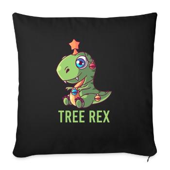Süßes Tree Rex T-Rex Weihnachtsmann Geschenk Licht - Sofakissenbezug 45 x 45 cm - Schwarz - Vorne