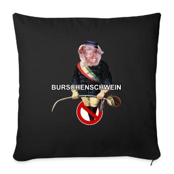 Studentenverbindung Burschenschaft Burschenschwein - Sofakissenbezug 45 x 45 cm - Schwarz - Vorne