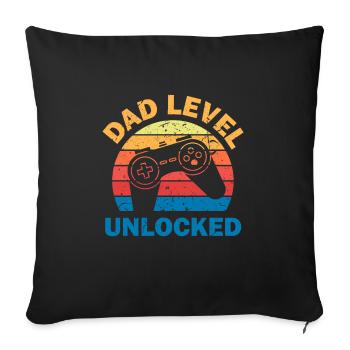 Dad Level Unlocked to become a father - Sofa pillowcase 17,3'' x 17,3'' (45 x 45 cm) - black - Front