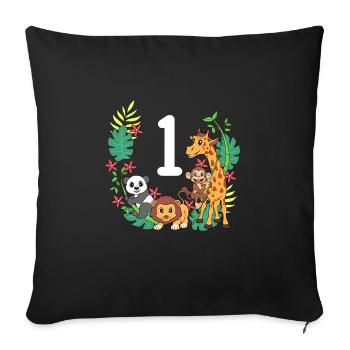 Kinder 1. Geburtstag Tiermotiv - 1 Jahr Alt - Sofakissenbezug 45 x 45 cm - Schwarz - Vorne