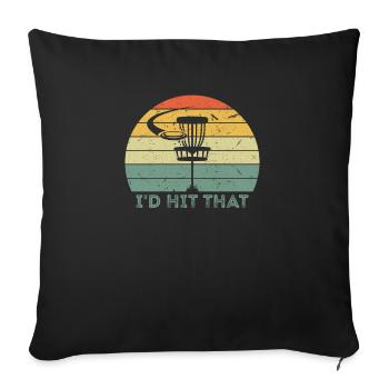 Disque de golf j'ai frappé ce cadeau vintage de Frisbeegolf - Housse de coussin décorative 45 x 45 cm - noir - Devant