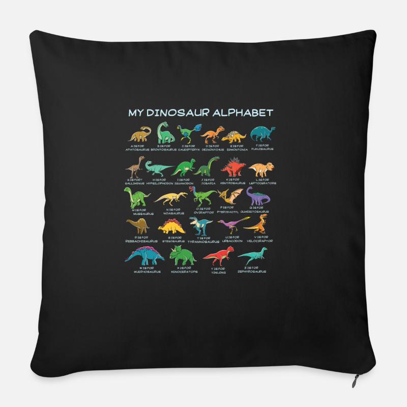 Dinosaurier alle Arten - Sofakissenbezug 45 x 45 cm - Schwarz