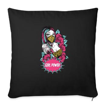 Tattoo Women Girl Power Strong Feminist - Sofa pillowcase 17,3'' x 17,3'' (45 x 45 cm) - black - Front