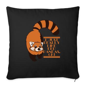 Red Panda - J'aime vraiment les pandas rouges, ok! - Housse de coussin décorative 45 x 45 cm - noir - Devant