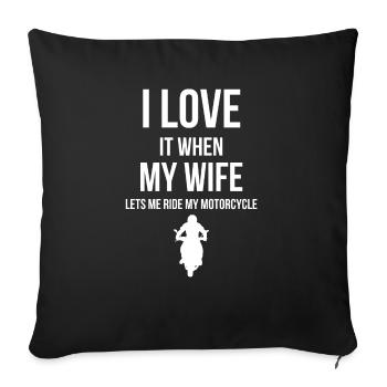 I Love My Wife Funny Motorbike Gift For Husband - Sofa pillowcase 17,3'' x 17,3'' (45 x 45 cm) - black - Front