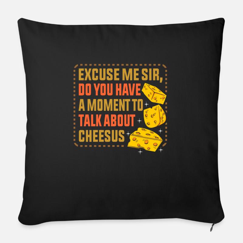 Idée cadeau alimentaire fromage au lait - Housse de coussin décorative 45 x 45 cm - noir
