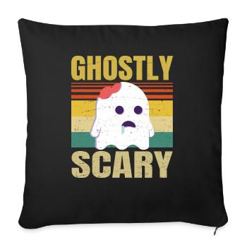 Costume de fantôme mignon - surtout effrayant - rétro drôle - Housse de coussin décorative 45 x 45 cm - noir - Devant