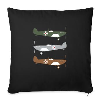 Cadeau d'avion d'avion Spitfire coloré pilote - Housse de coussin décorative 45 x 45 cm - noir - Devant