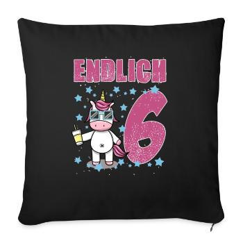 Endlich 6 - Sofakissenbezug 45 x 45 cm - Schwarz - Vorne