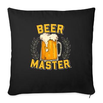Beer Master - Bier Geschenkidee Shirt - Sofakissenbezug 45 x 45 cm - Schwarz - Vorne