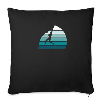 Rock Climbing Climber Vintage Blue Stripes - Sofa pillowcase 17,3'' x 17,3'' (45 x 45 cm) - black - Front