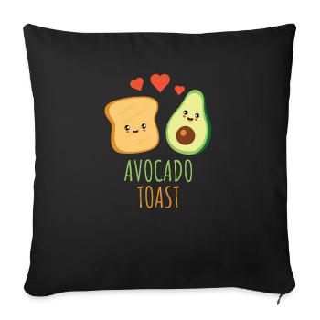 Avocado Toast Cute Faces Kawaii - Sofa pillowcase 17,3'' x 17,3'' (45 x 45 cm) - black - Front
