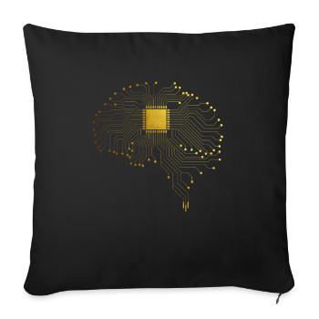 CPU cerveau ordinateur nerd geek informaticien - Housse de coussin décorative 45 x 45 cm - noir - Devant